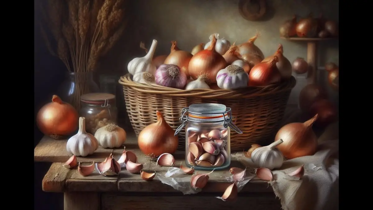 Förvara vitlök – och andra sorters lök illustration