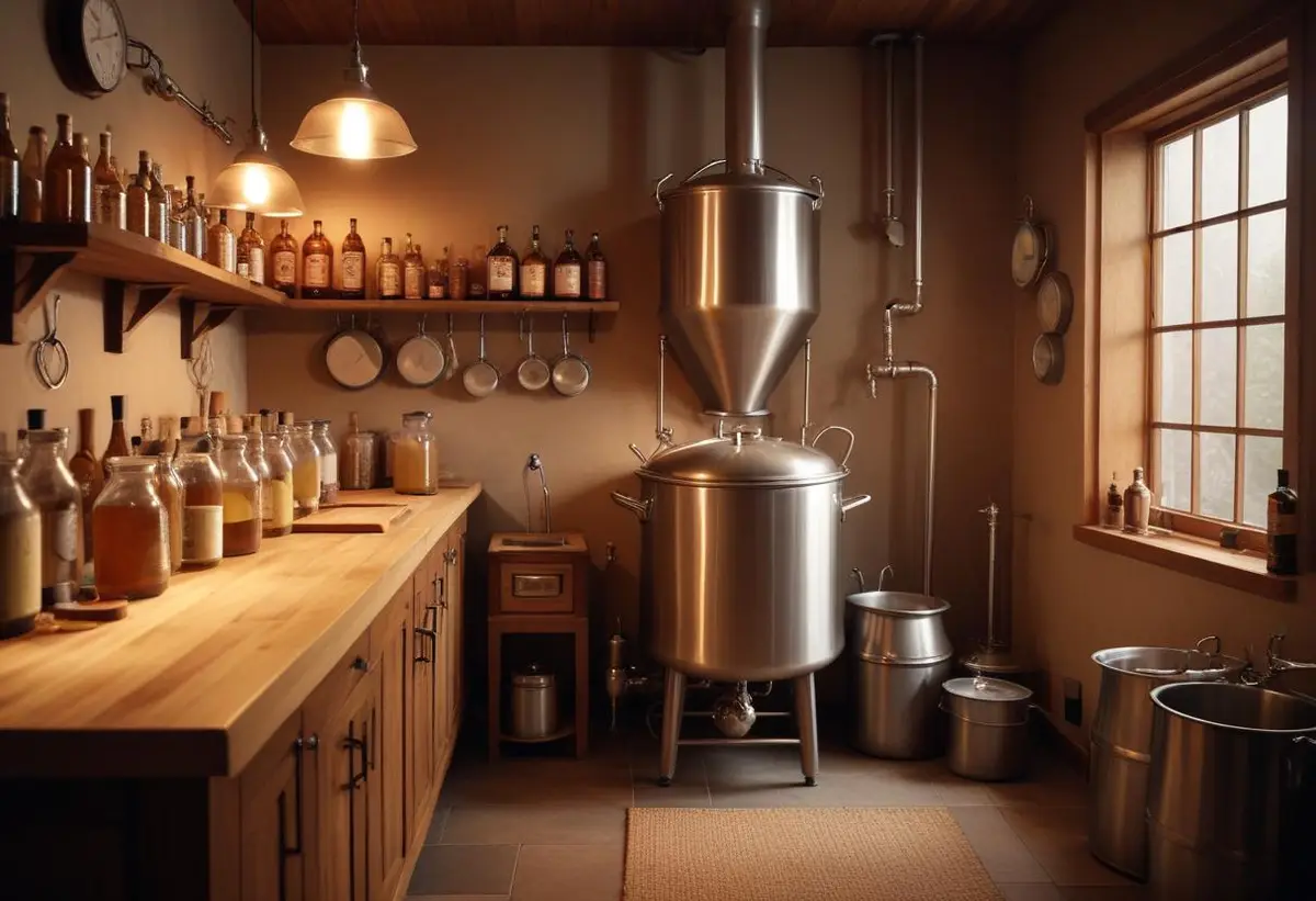 Ölbryggning hemma med malt, humle och bryggutrustning